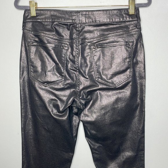 Old Navy Size 8 Rockstar Metallic Silver Bronze Stretch Skinny Jeans Festive - Picture 7 of 9